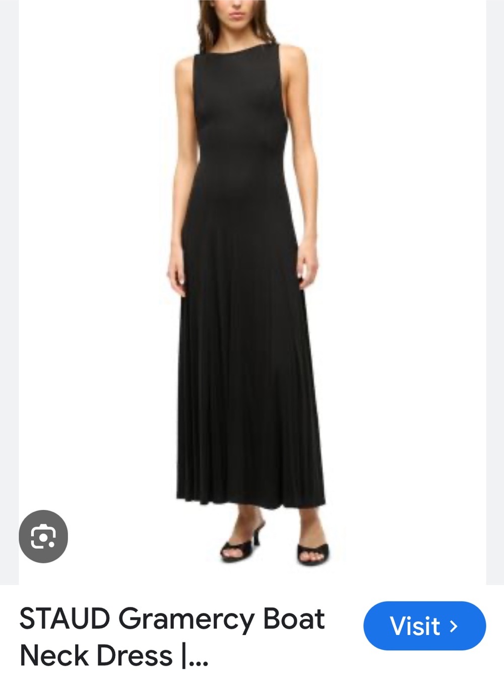 STAUD Black Sleeveless Boat Neck Maxi Dress size Large
